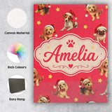 Personalised Name Cute Christmas Dogs Santa Custom  Bespoke Interior Contemporary Canvas Wall Art Print Decor Picture Ready to Hang