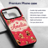 Cute Christmas Dogs Santa Hat Red Star Background Custom Name Protective Phone Case Mobile Cover Durable Everyday Smartphone Shock Resistant