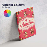 Personalised Name Cute Christmas Dogs Santa Custom  Bespoke Interior Contemporary Canvas Wall Art Print Decor Picture Ready to Hang