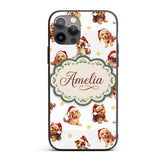 Cute Christmas Dogs Santa Hat Grey Printed Design Custom Name Protective Phone Case Mobile Cover Durable Everyday Smartphone Shock Resistant