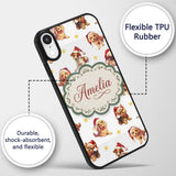 Cute Christmas Dogs Santa Hat Grey Printed Design Custom Name Protective Phone Case Mobile Cover Durable Everyday Smartphone Shock Resistant