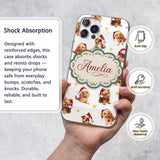 Cute Christmas Dogs Santa Hat Grey Printed Design Custom Name Protective Phone Case Mobile Cover Durable Everyday Smartphone Shock Resistant