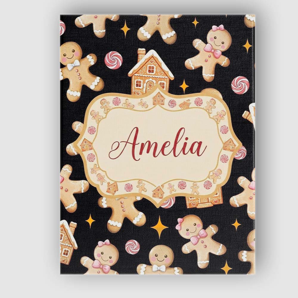 Personalised Name Cute Gingerbread Cookies Custom  Unique Gift Idea Elegant Feature Canvas Wall Art Print Decor Picture Ready to Hang
