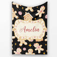 Cute Gingerbread Cookies Candy House Black Seamless Pattern Name  Personalised Custom Name Super Soft Fleece Blanket Bed Sofa Throw