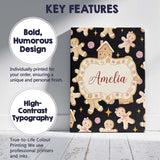 Personalised Name Cute Gingerbread Cookies Custom  Unique Gift Idea Elegant Feature Canvas Wall Art Print Decor Picture Ready to Hang