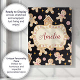 Personalised Name Cute Gingerbread Cookies Custom  Unique Gift Idea Elegant Feature Canvas Wall Art Print Decor Picture Ready to Hang