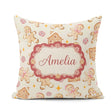 Custom Name Cute Gingerbread Cookies Candy House Cream Seamless Square Filled Cushion Throw Pillow Sofa Bed Home Decor Zip Washable UK Made