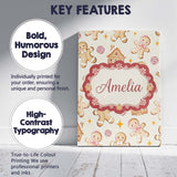 Personalised Name Cute Gingerbread Cookies Custom  Unique Gift Idea Elegant Feature Canvas Wall Art Print Decor Picture Ready to Hang