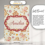 Cute Gingerbread Cookies Candy House Cream Background Seamless  Personalised Custom Name Super Soft Fleece Blanket Bed Sofa Throw