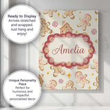 Personalised Name Cute Gingerbread Cookies Custom  Unique Gift Idea Elegant Feature Canvas Wall Art Print Decor Picture Ready to Hang
