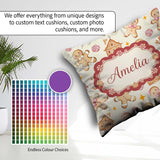 Custom Name Cute Gingerbread Cookies Candy House Cream Seamless Square Filled Cushion Throw Pillow Sofa Bed Home Decor Zip Washable UK Made