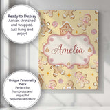 Personalised Name Cute Gingerbread Cookies Custom  Unique Gift Idea Elegant Feature Canvas Wall Art Print Decor Picture Ready to Hang