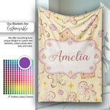 Cute Gingerbread Cookies Candy House Beige Background Seamless  Personalised Custom Name Super Soft Fleece Blanket Bed Sofa Throw