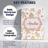 Personalised Name Cute Gingerbread Cookies Custom  Unique Gift Idea Elegant Feature Canvas Wall Art Print Decor Picture Ready to Hang