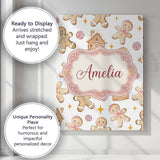 Personalised Name Cute Gingerbread Cookies Custom  Unique Gift Idea Elegant Feature Canvas Wall Art Print Decor Picture Ready to Hang