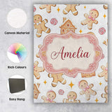 Personalised Name Cute Gingerbread Cookies Custom  Unique Gift Idea Elegant Feature Canvas Wall Art Print Decor Picture Ready to Hang