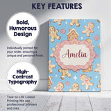 Personalised Name Cute Gingerbread Cookies Custom  Unique Gift Idea Elegant Feature Canvas Wall Art Print Decor Picture Ready to Hang