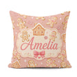 Custom Name Cute Gingerbread Cookies Candy House Peach Seamless Square Filled Cushion Throw Pillow Sofa Bed Home Decor Zip Washable UK Made