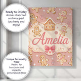 Personalised Name Cute Gingerbread Cookies Custom  Unique Gift Idea Elegant Feature Canvas Wall Art Print Decor Picture Ready to Hang