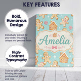 Personalised Name Cute Gingerbread Cookies Custom  Unique Gift Idea Elegant Feature Canvas Wall Art Print Decor Picture Ready to Hang