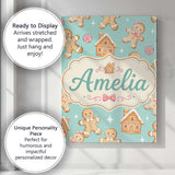 Personalised Name Cute Gingerbread Cookies Custom  Unique Gift Idea Elegant Feature Canvas Wall Art Print Decor Picture Ready to Hang