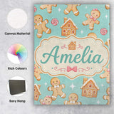Personalised Name Cute Gingerbread Cookies Custom  Unique Gift Idea Elegant Feature Canvas Wall Art Print Decor Picture Ready to Hang