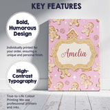 Personalised Name Cute Gingerbread Cookies Custom  Unique Gift Idea Elegant Feature Canvas Wall Art Print Decor Picture Ready to Hang