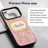 Cute Gingerbread Cookies Candy House Pastel Pink Custom Name Protective Phone Case Mobile Cover Durable Everyday Smartphone Shock Resistant
