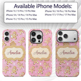 Cute Gingerbread Cookies Candy House Pastel Pink Custom Name Protective Phone Case Mobile Cover Durable Everyday Smartphone Shock Resistant