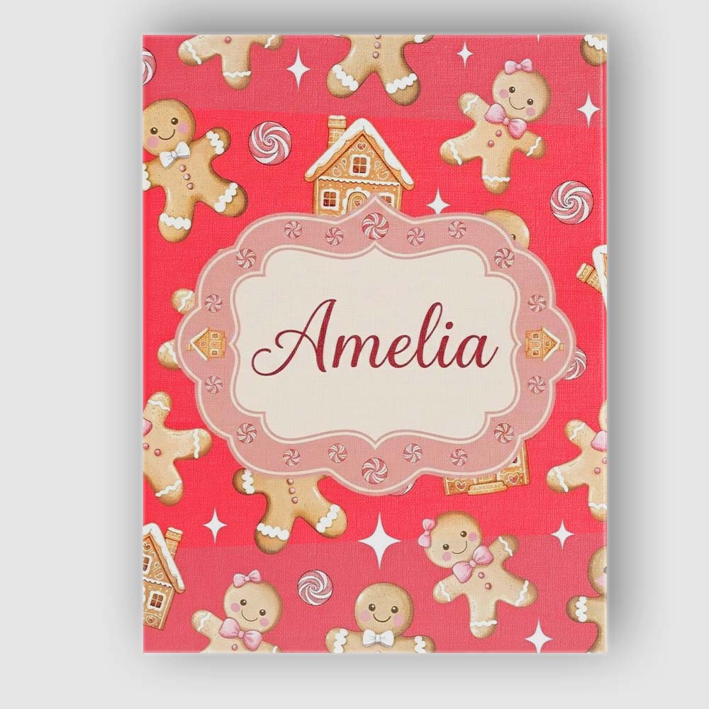 Personalised Name Cute Gingerbread Cookies Custom  Unique Gift Idea Elegant Feature Canvas Wall Art Print Decor Picture Ready to Hang