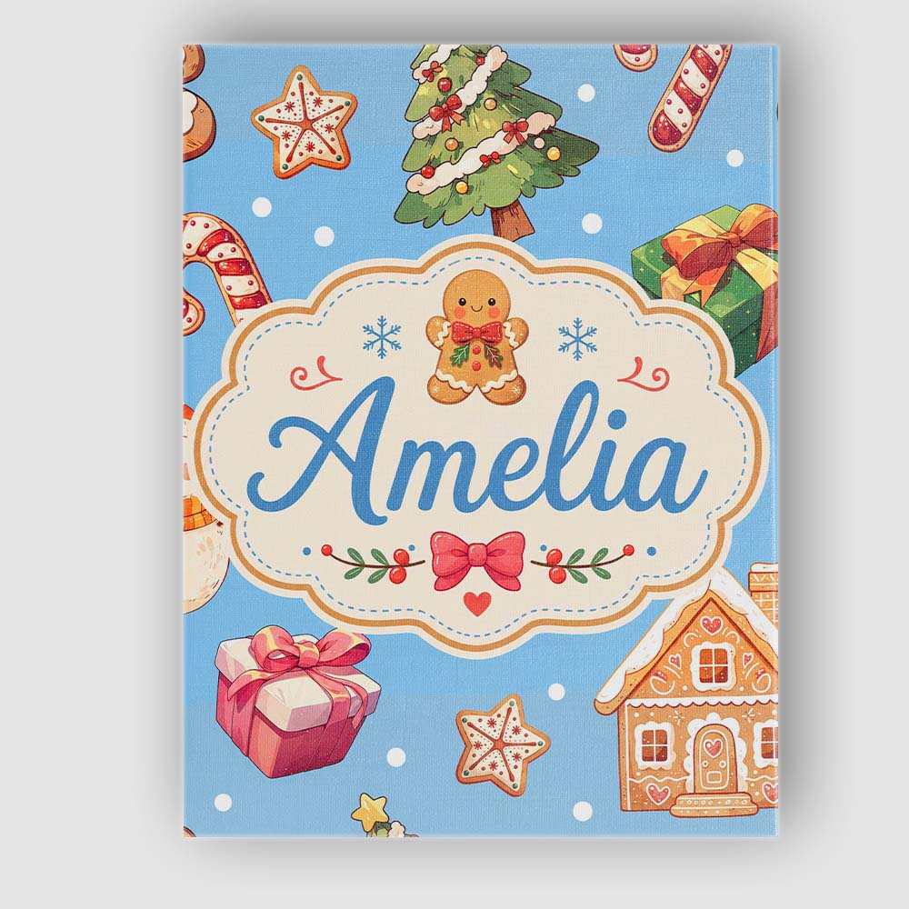 Personalised Name Cute Christmas Gingerbread Custom Bespoke  Contemporary Display Canvas Wall Art Print Decor Picture Ready to Hang