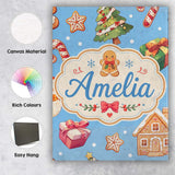 Personalised Name Cute Christmas Gingerbread Custom Bespoke  Contemporary Display Canvas Wall Art Print Decor Picture Ready to Hang