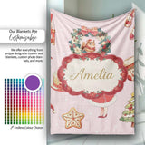 Christmas Nutcracker Wreath Cake Girl Soft Pink Background Seamless  Personalised Custom Name Super Soft Fleece Blanket Bed Sofa Throw
