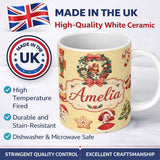 Personalized Custom Name Cute Christmas Nutcracker Wreath Cake Girl Beige Background 11oz Ceramic Coffee Tea Mug White Large Handle