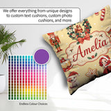 Custom Name Cute Christmas Nutcracker Cake Girl Beige Background Square Filled Cushion Throw Pillow Sofa Bed Home Decor Zip Washable UK Made