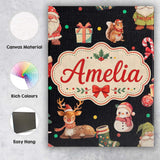 Personalised Name Cute Christmas Gnome Custom  Modern Room Accent Elegant Feature Canvas Wall Art Print Decor Picture Ready to Hang