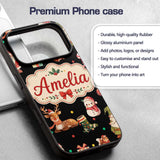 Cute Christmas Gnome Reindeer Snowman Gift Black Custom Name Protective Phone Case Mobile Cover Durable Everyday Smartphone Shock Resistant