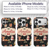 Cute Christmas Gnome Reindeer Snowman Gift Black Custom Name Protective Phone Case Mobile Cover Durable Everyday Smartphone Shock Resistant