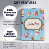 Personalised Name Cute Christmas Gnome Custom  Modern Room Accent Elegant Feature Canvas Wall Art Print Decor Picture Ready to Hang