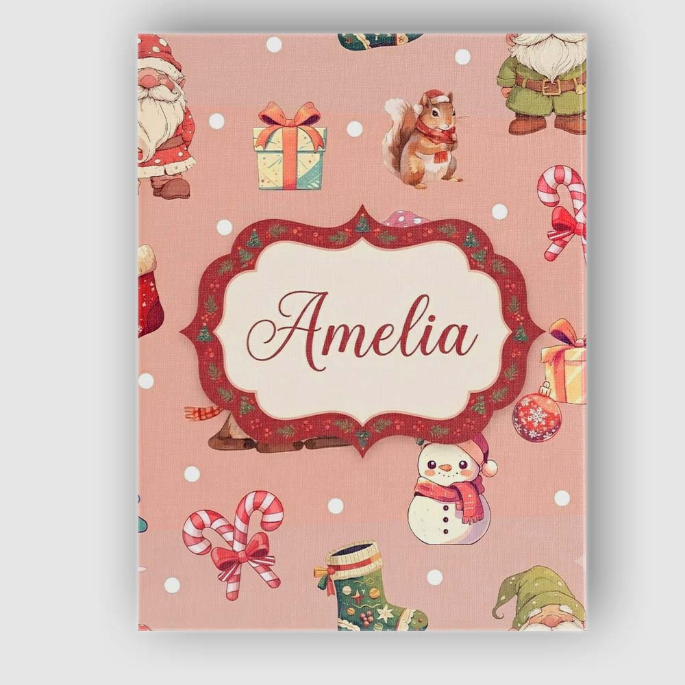 Personalised Name Cute Christmas Gnome Custom  Modern Room Accent Elegant Feature Canvas Wall Art Print Decor Picture Ready to Hang