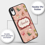 Cute Christmas Gnome Reindeer Snowman Gift Peach Custom Name Protective Phone Case Mobile Cover Durable Everyday Smartphone Shock Resistant