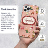 Cute Christmas Gnome Reindeer Snowman Gift Peach Custom Name Protective Phone Case Mobile Cover Durable Everyday Smartphone Shock Resistant