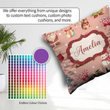 Custom Name Christmas Gnome Reindeer Snowman Peach Background Square Filled Cushion Throw Pillow Sofa Bed Home Decor Zip Washable UK Made