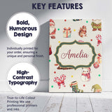 Personalised Name Cute Christmas Gnome Custom  Modern Room Accent Elegant Feature Canvas Wall Art Print Decor Picture Ready to Hang