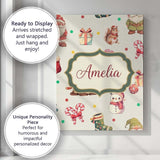 Personalised Name Cute Christmas Gnome Custom  Modern Room Accent Elegant Feature Canvas Wall Art Print Decor Picture Ready to Hang