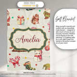 Cute Christmas Gnome Reindeer Snowman Gift Cream Background  Personalised Custom Name Super Soft Fleece Blanket Bed Sofa Throw