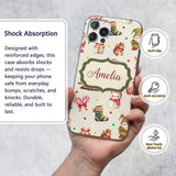Cute Christmas Gnome Reindeer Snowman Gift Cream Custom Name Protective Phone Case Mobile Cover Durable Everyday Smartphone Shock Resistant