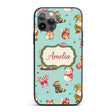 Cute Christmas Gnome Reindeer Snowman Gift Teal Custom Name Protective Phone Case Mobile Cover Durable Everyday Smartphone Shock Resistant