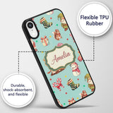 Cute Christmas Gnome Reindeer Snowman Gift Teal Custom Name Protective Phone Case Mobile Cover Durable Everyday Smartphone Shock Resistant