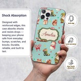 Cute Christmas Gnome Reindeer Snowman Gift Teal Custom Name Protective Phone Case Mobile Cover Durable Everyday Smartphone Shock Resistant